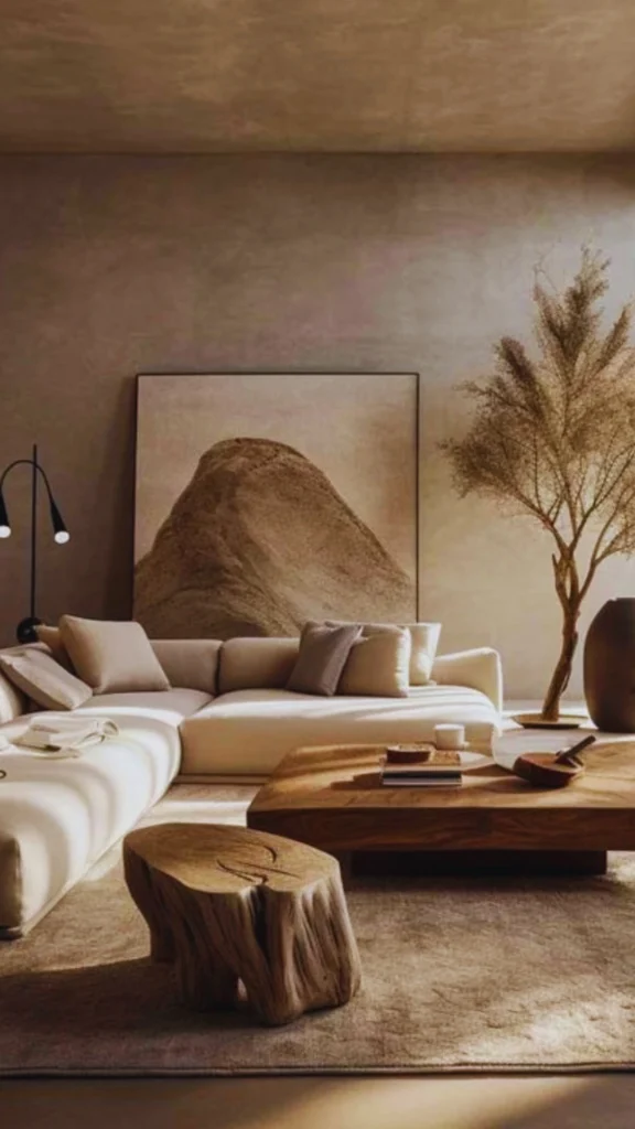 A modern luxury bedroom demonstrating the restrained use of lacquer red accents within a neutral base. A low-profile platform bed with crisp white linens features a single, bold red accent throw pillow. The bed faces a minimal light wood console table holding a simple glass vase, standing on a soft beige area rug against an off-white wall that lets the pop of red tell a powerful story.